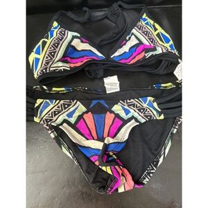 Hurley Womens Geometric Tribal Bikini Set Multi Color Racerback HU86176 HU86366